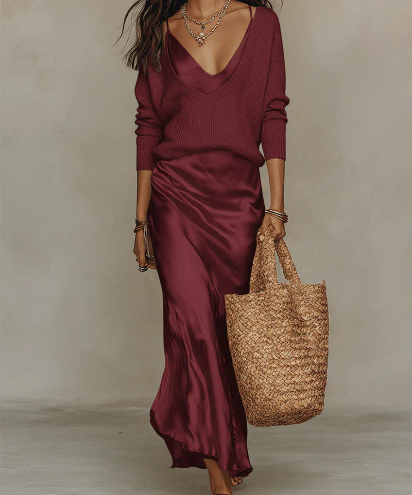 Elena | Satin Midi Dress