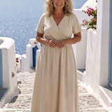 Alvara | Midi Dress with V-Neck and Short Sleeves