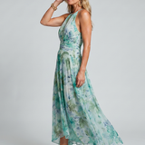 Portia | Halter Haljina Midi s Naborima i Cvjetnim Uzorkom