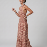 Amira | Halter Geometrijski Print Izrezani Midi Haljina