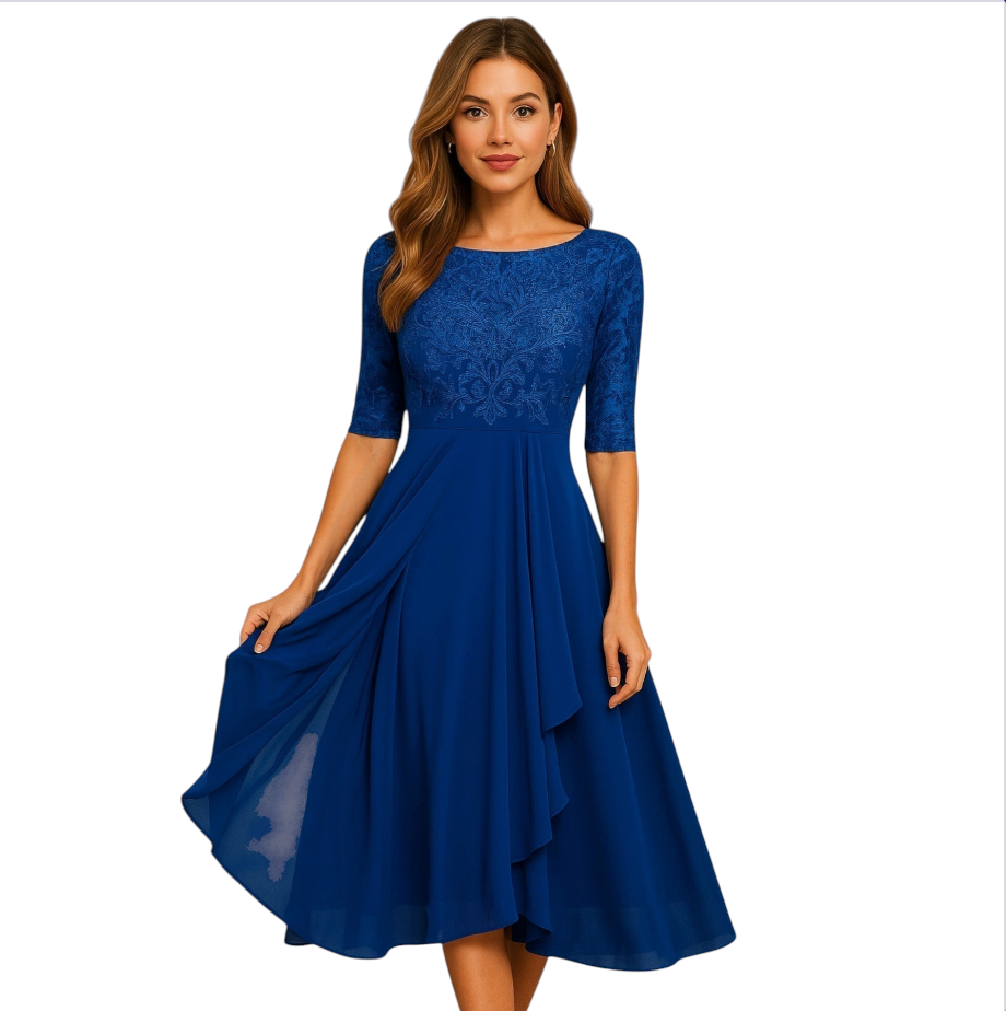 Martyna | Midi haljina s čipkastim rukavima