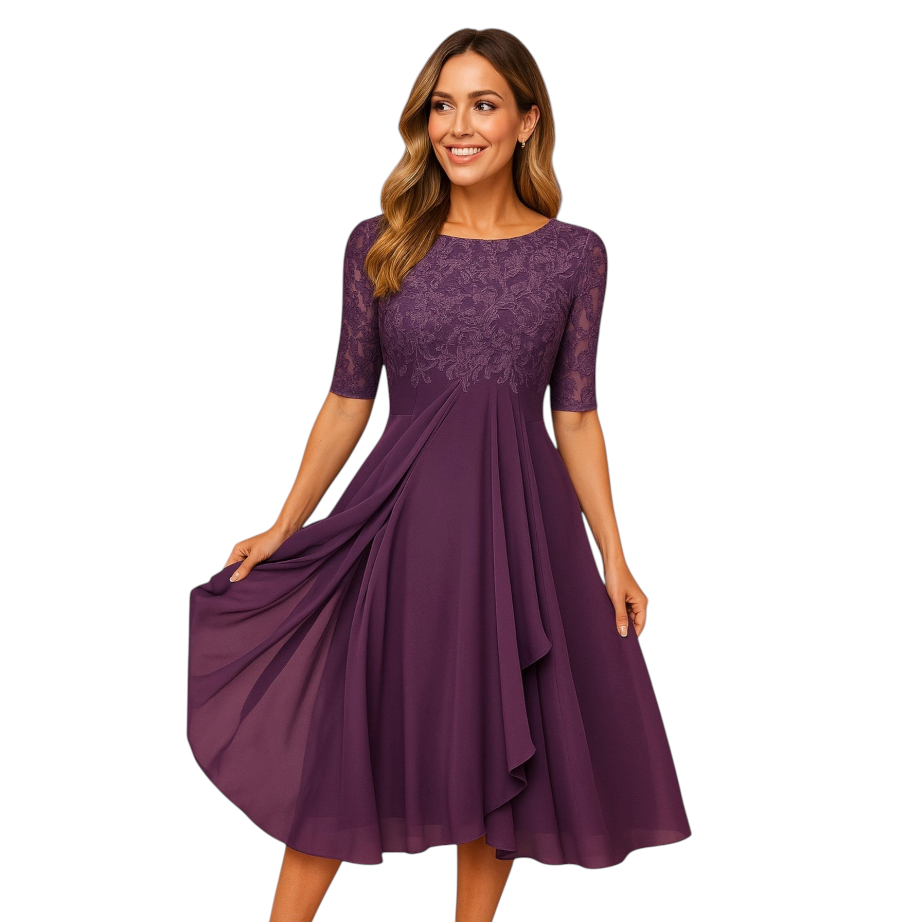 Martyna | Midi haljina s čipkastim rukavima