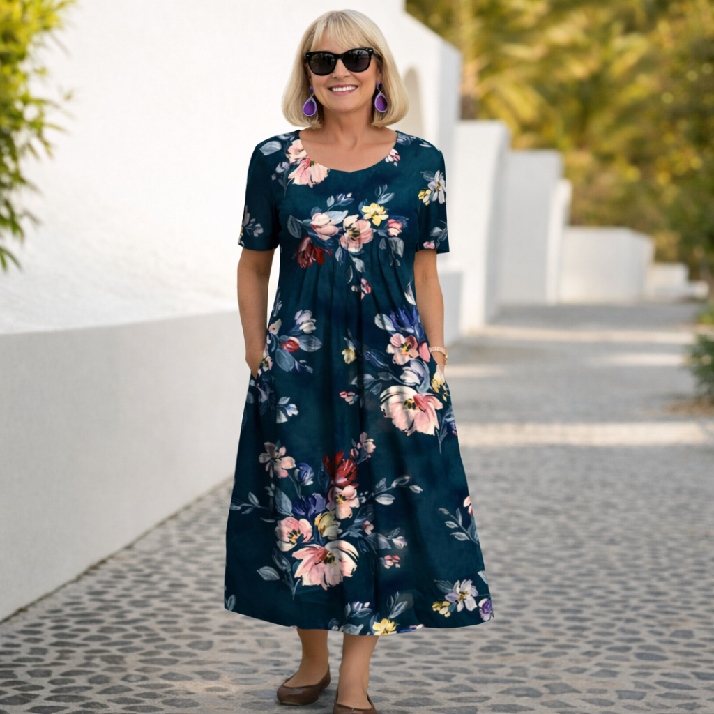 Robin | Cvjetna Midi Haljina" can be rewritten as "Robin | Floral Midi Dress.