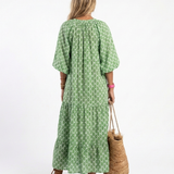 Apolline | Midi Dress with Three-Quarter Sleeves and V-Neck