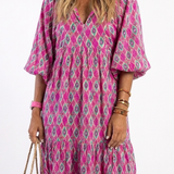 Apolline | Midi Dress with Three-Quarter Sleeves and V-Neck