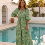 Apolline | Midi Dress with Three-Quarter Sleeves and V-Neck