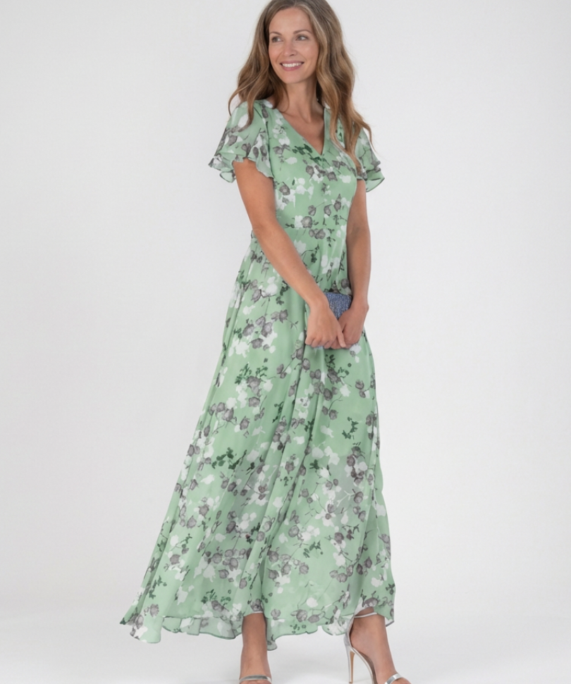 Ismeria | Floral Chiffon Maxi Dress