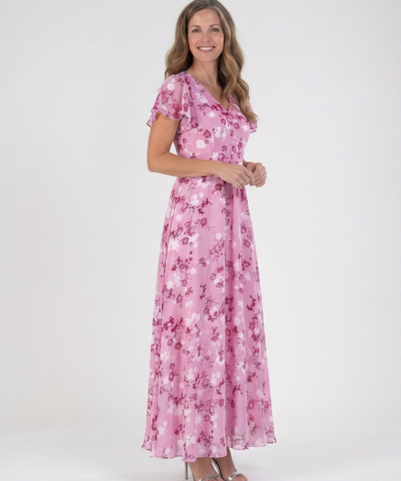 Ismeria | Floral Chiffon Maxi Dress