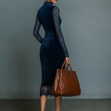 V-Neck Midi Dress in Velvet
