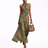 Livia | Maxi Halter Dress with Floral Print