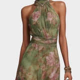 Livia | Elegantna Maxi Halter Haljina s Cvjetnim Uzorkom