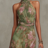 Livia | Maxi Halter Dress with Floral Print