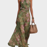 Livia | Elegantna Maxi Halter Haljina s Cvjetnim Uzorkom