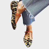 Saelira | Leopard Print T-Strap Flats