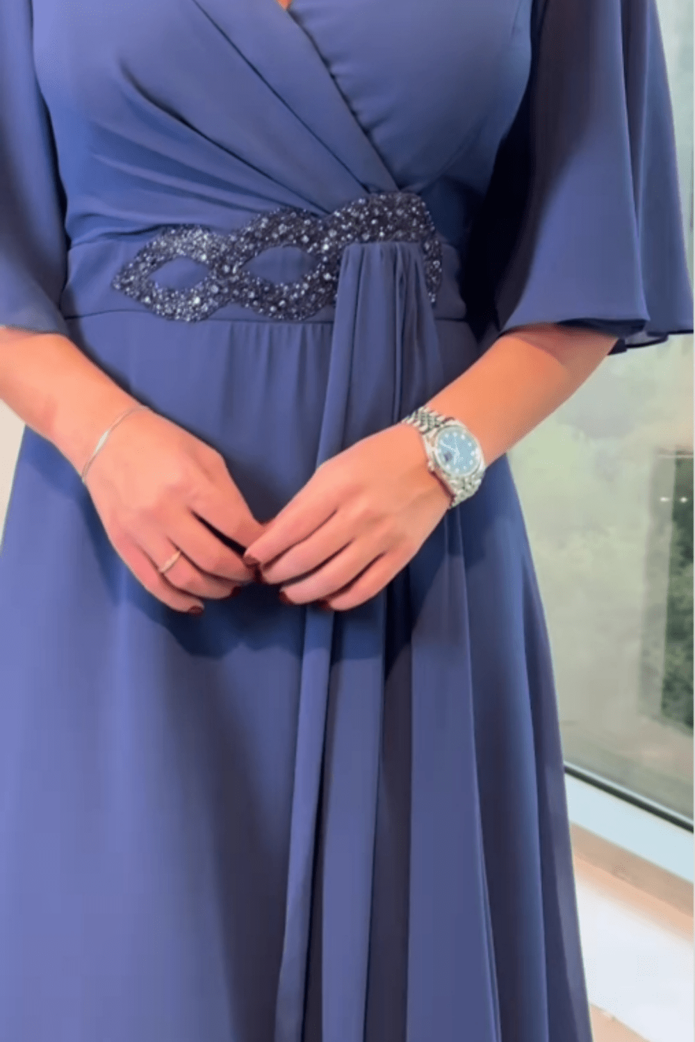 Clyra | Elegantna duga haljina od šifona s V - izrezom - nadiazagreb