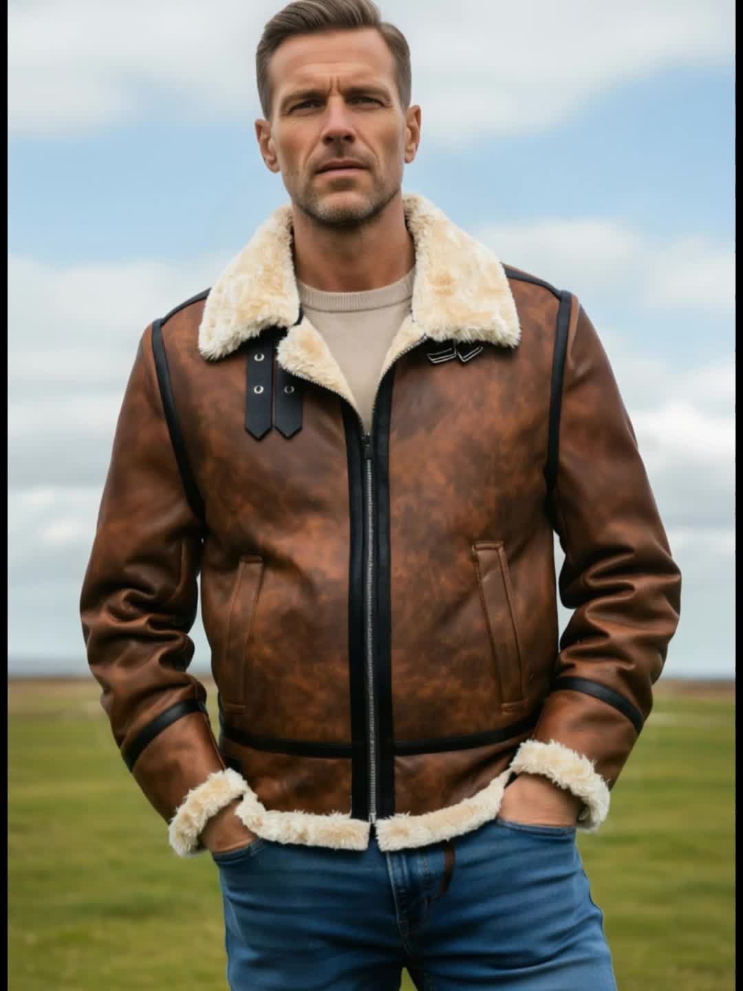 Dorian™ | L’Aviateur: Kožna jakna s krznenim detaljima - nadiazagreb