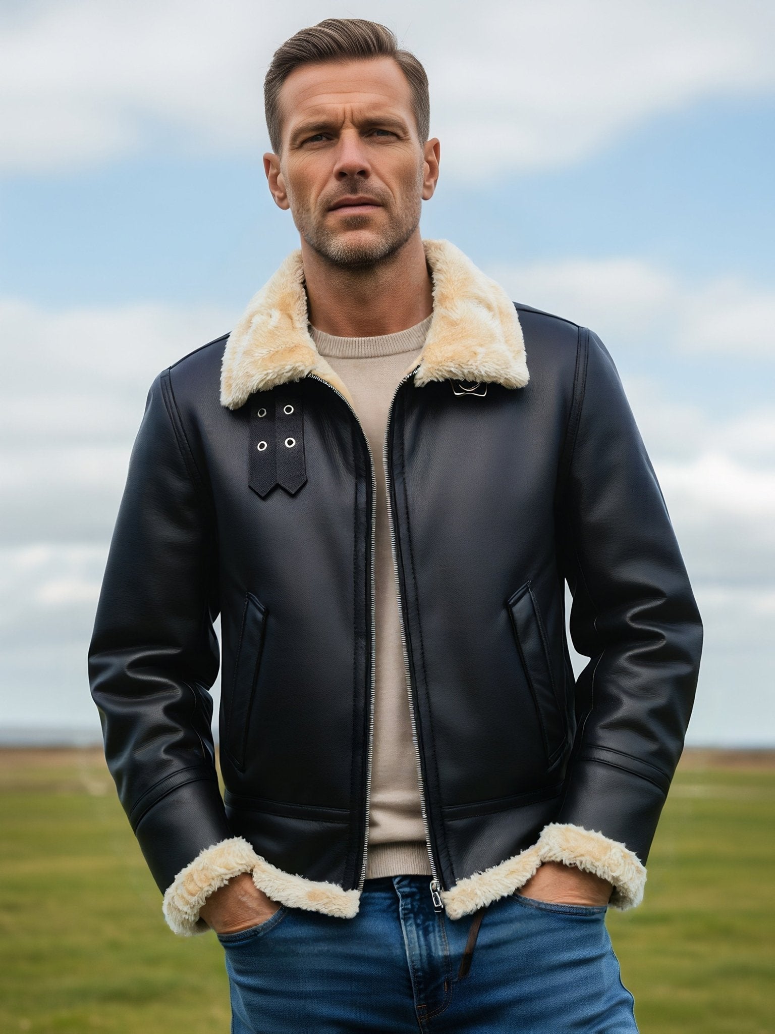 Dorian™ | L’Aviateur: Kožna jakna s krznenim detaljima - nadiazagreb