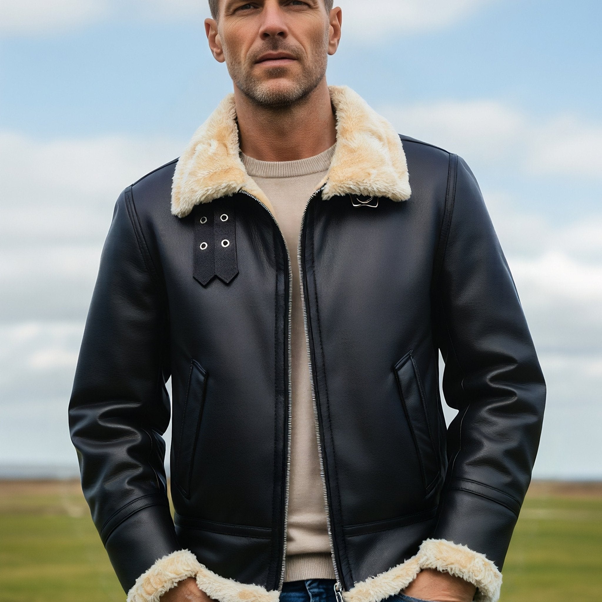 Dorian™ | L’Aviateur: Kožna jakna s krznenim detaljima - nadiazagreb