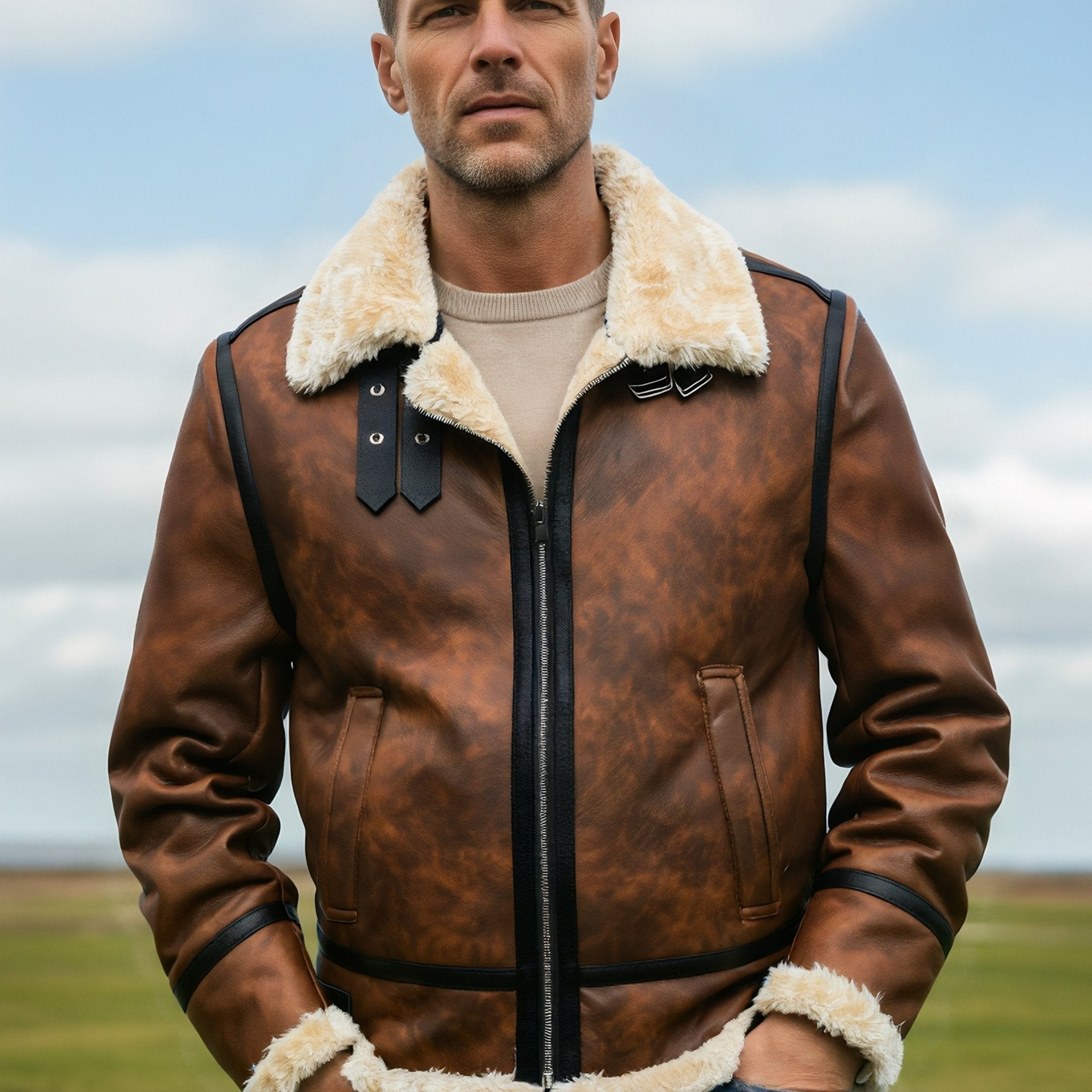 Dorian™ | L’Aviateur: Kožna jakna s krznenim detaljima - nadiazagreb