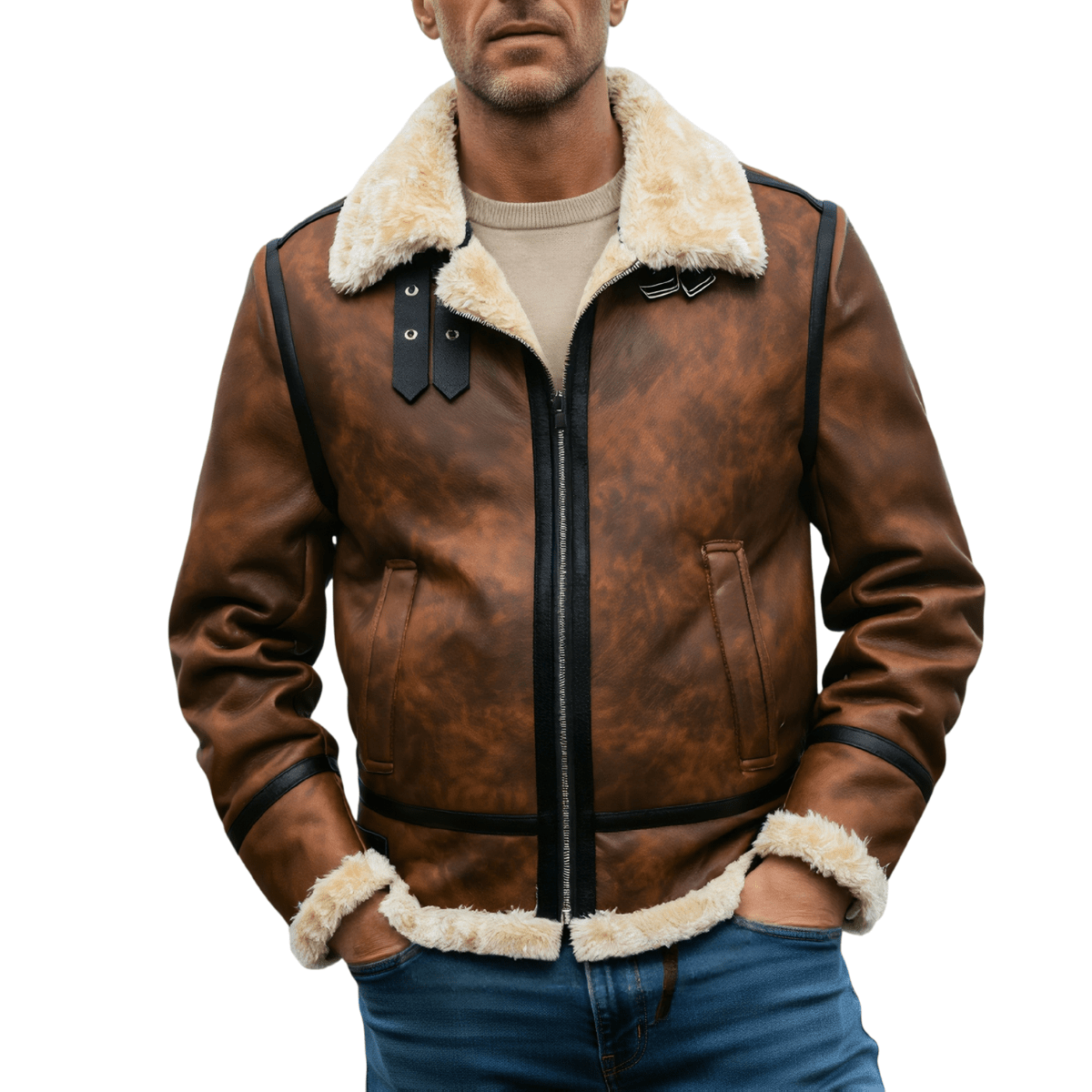 Dorian™ | L’Aviateur: Kožna jakna s krznenim detaljima - nadiazagreb