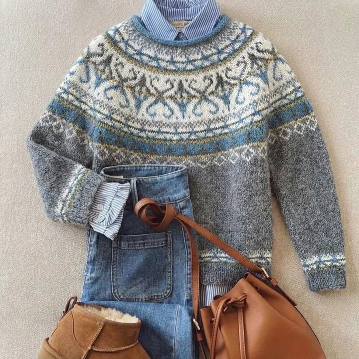 Elina – Klasični vintage pleten sweater - nadiazagreb