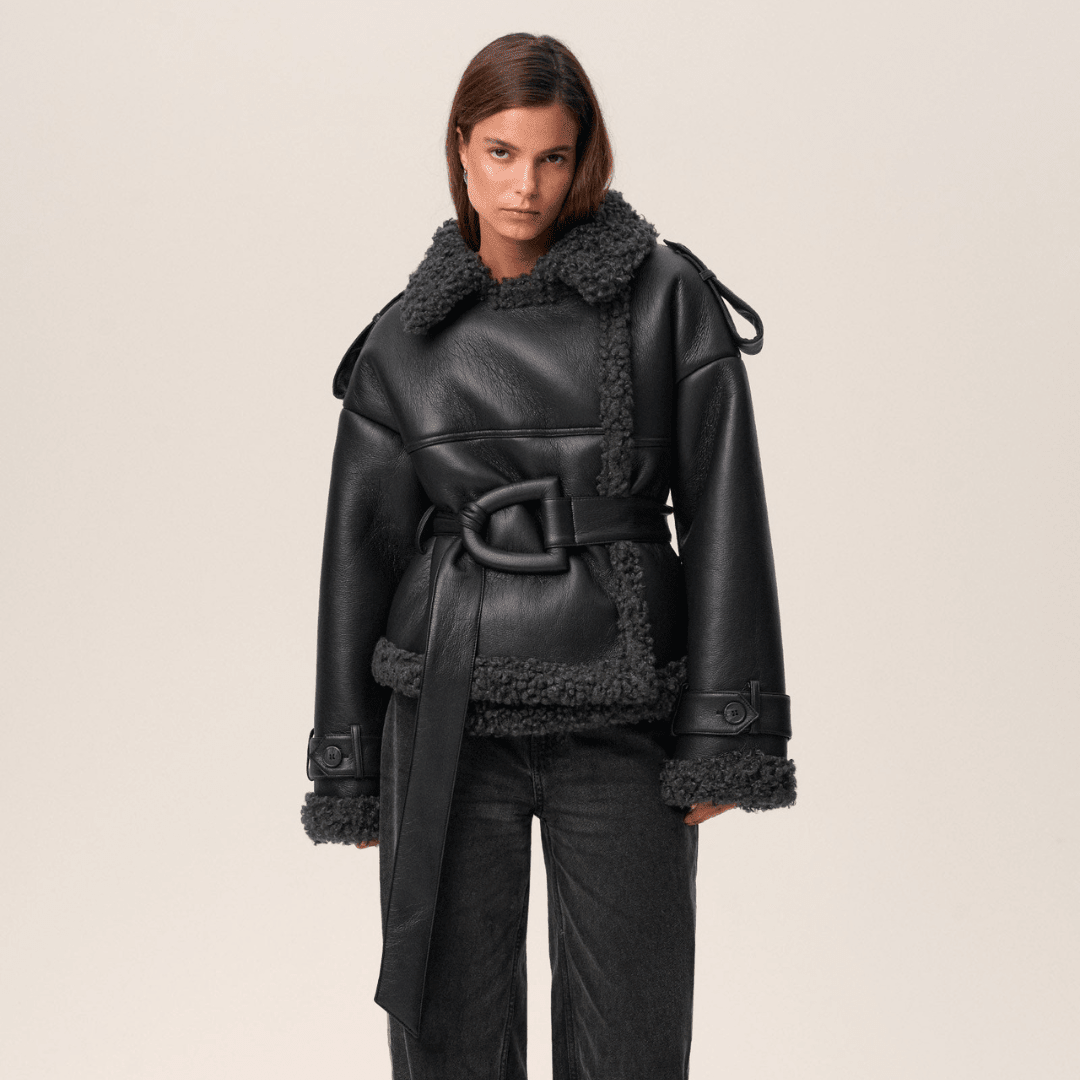 Elvira™ | Shearling Kaput s Pojasom - nadiazagreb