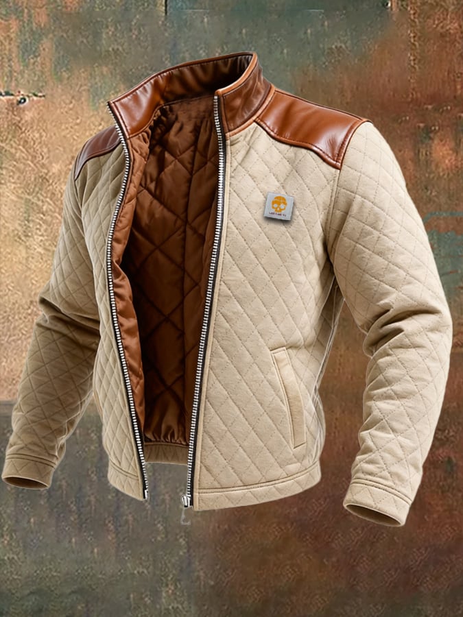 Filip | BEIGE PUFFER JACKET WITH LEATHER ACCENTS - nadiazagreb