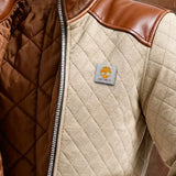 Filip | BEIGE PUFFER JACKET WITH LEATHER ACCENTS - nadiazagreb