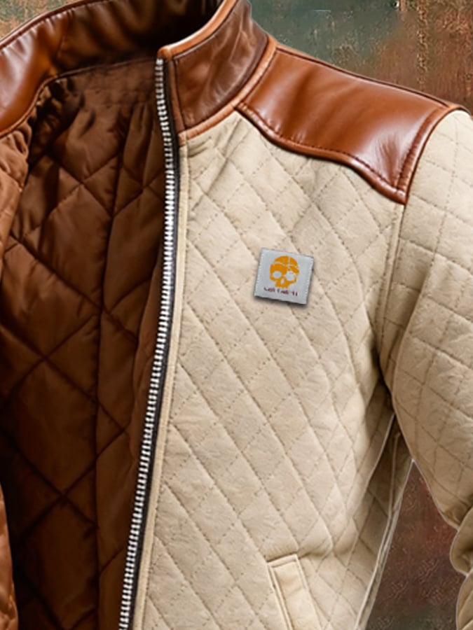 Filip | BEIGE PUFFER JACKET WITH LEATHER ACCENTS - nadiazagreb
