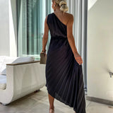 Eya™ | Elegant Maxi Dress with Floral Pattern and One-Shoulder Design