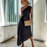 Eya™ | Elegant Maxi Dress with Floral Pattern and One-Shoulder Design