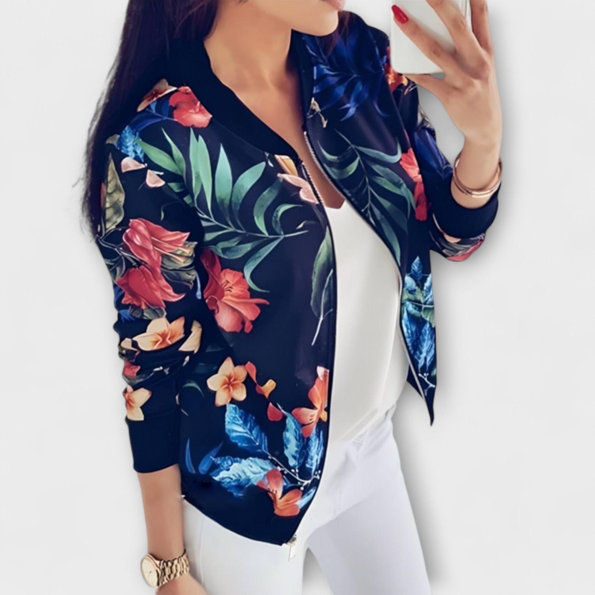 Lidia™ | Stilizirana bomber jakna s cvjetnim printom - nadiazagreb