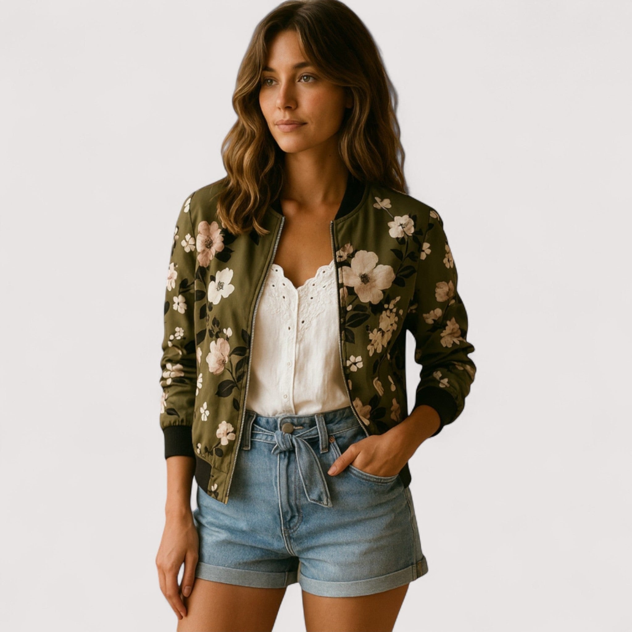 Lidia™ | Stilizirana bomber jakna s cvjetnim printom - nadiazagreb