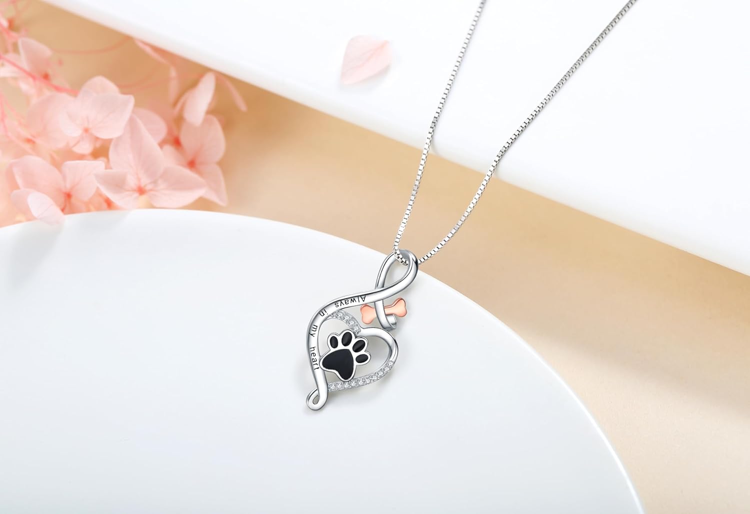 Lucky Paw Necklace with Heart, Bone, and Infinity Symbol - nadiazagreb