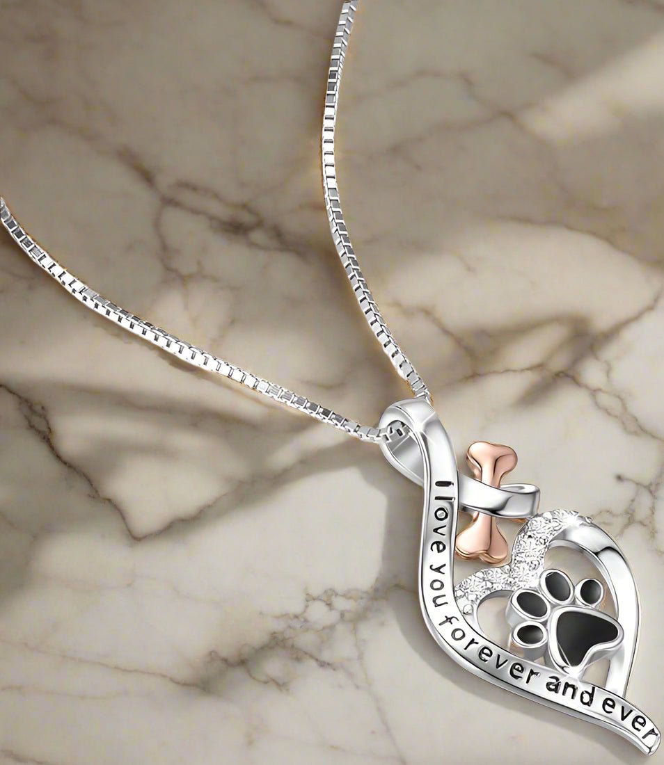 Lucky Paw Necklace with Heart, Bone, and Infinity Symbol - nadiazagreb