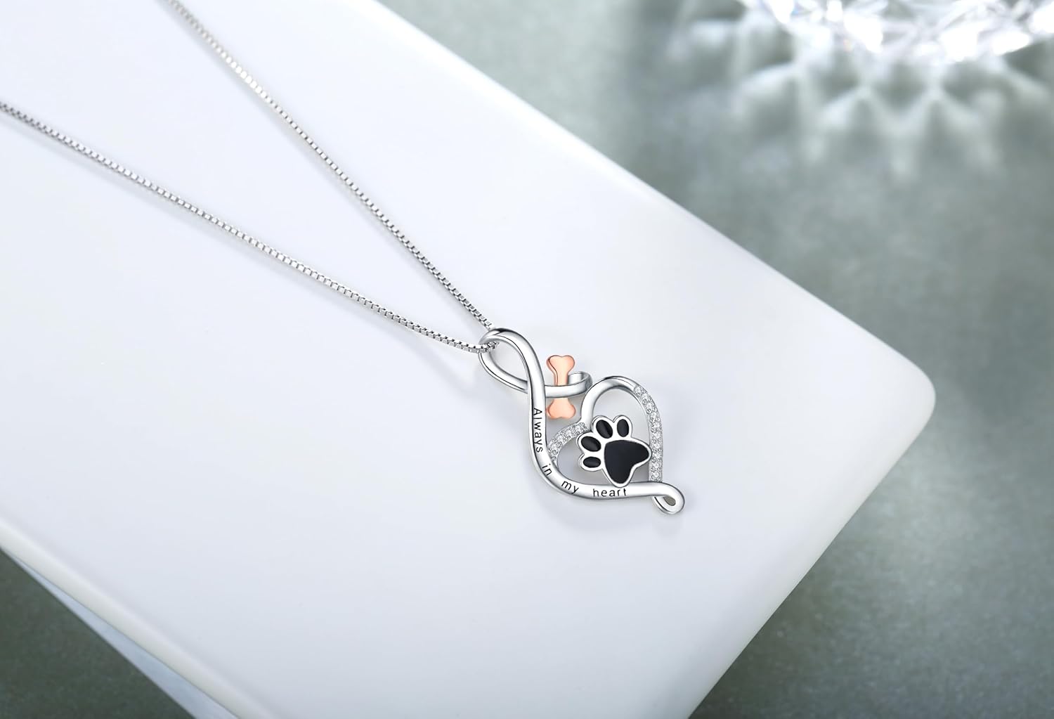 Lucky Paw Necklace with Heart, Bone, and Infinity Symbol - nadiazagreb