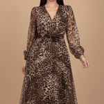 Lumina | Elegantna ženska haljina s V - izrezom i leopard printom - nadiazagreb