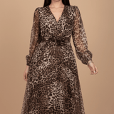 Lumina | Elegantna ženska haljina s V - izrezom i leopard printom - nadiazagreb