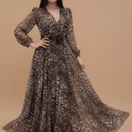 Lumina | Elegantna ženska haljina s V - izrezom i leopard printom - nadiazagreb