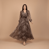 Lumina | Elegantna ženska haljina s V - izrezom i leopard printom - nadiazagreb