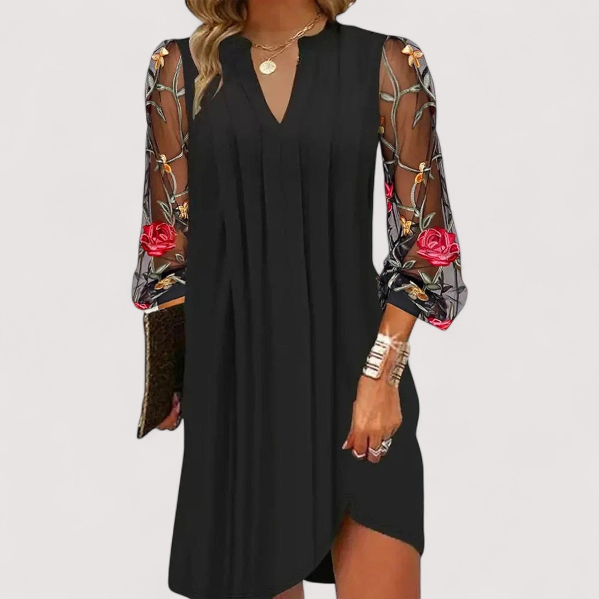 Magda™ | Elegant Mini Dress with Sheer Sleeves - nadiazagreb