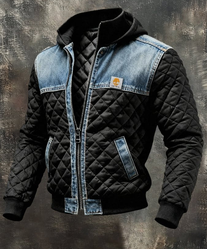 MATEO | CRNA JAKNA S DENIM DETALJIMA - nadiazagreb