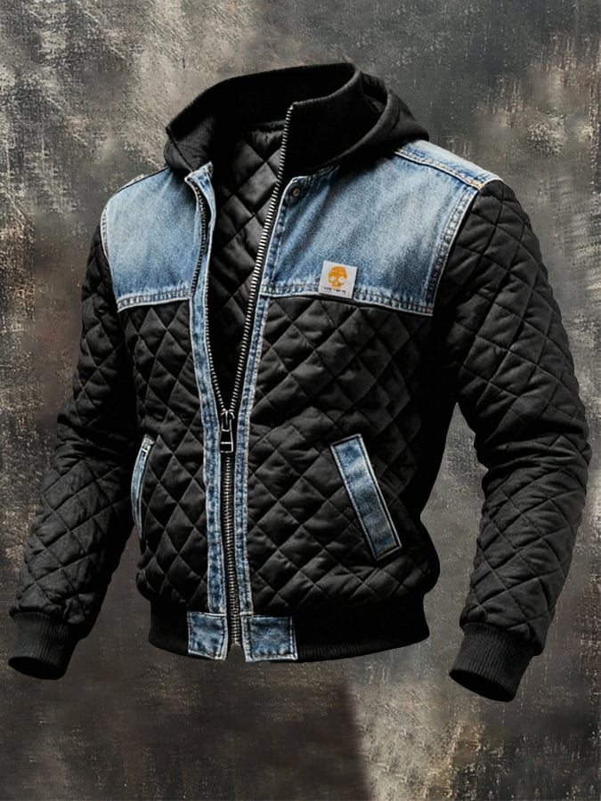 MATEO | CRNA JAKNA S DENIM DETALJIMA - nadiazagreb