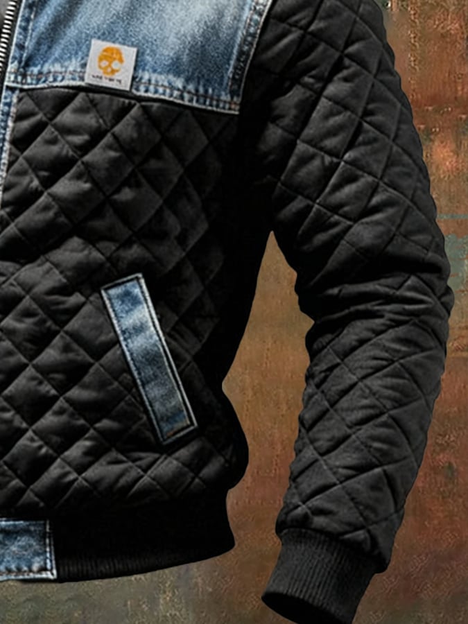 MATEO | CRNA JAKNA S DENIM DETALJIMA - nadiazagreb