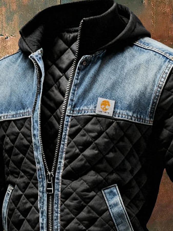 MATEO | CRNA JAKNA S DENIM DETALJIMA - nadiazagreb