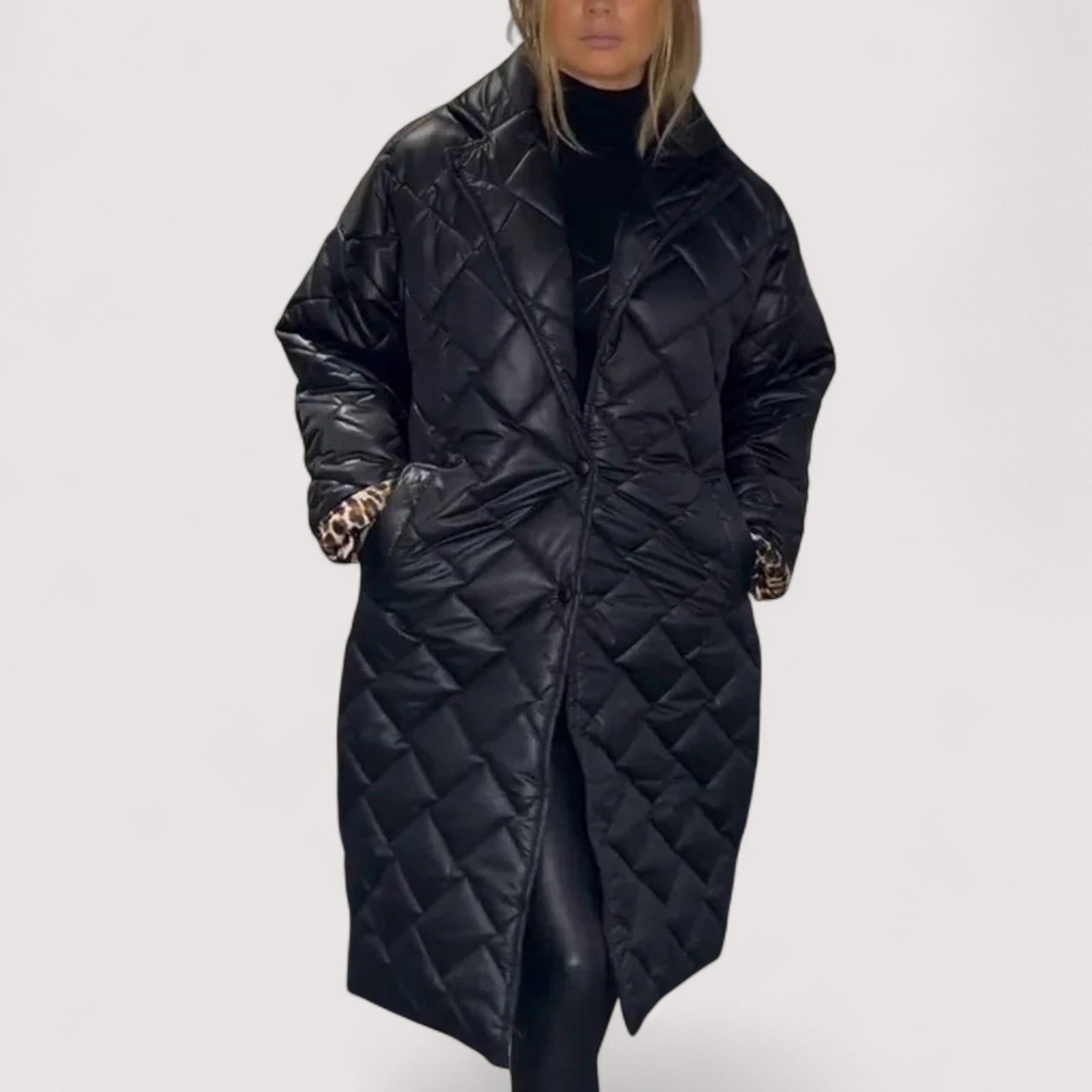 Ofira™ | Dvostrani prošiveni kaput s leopard podstavom - nadiazagreb