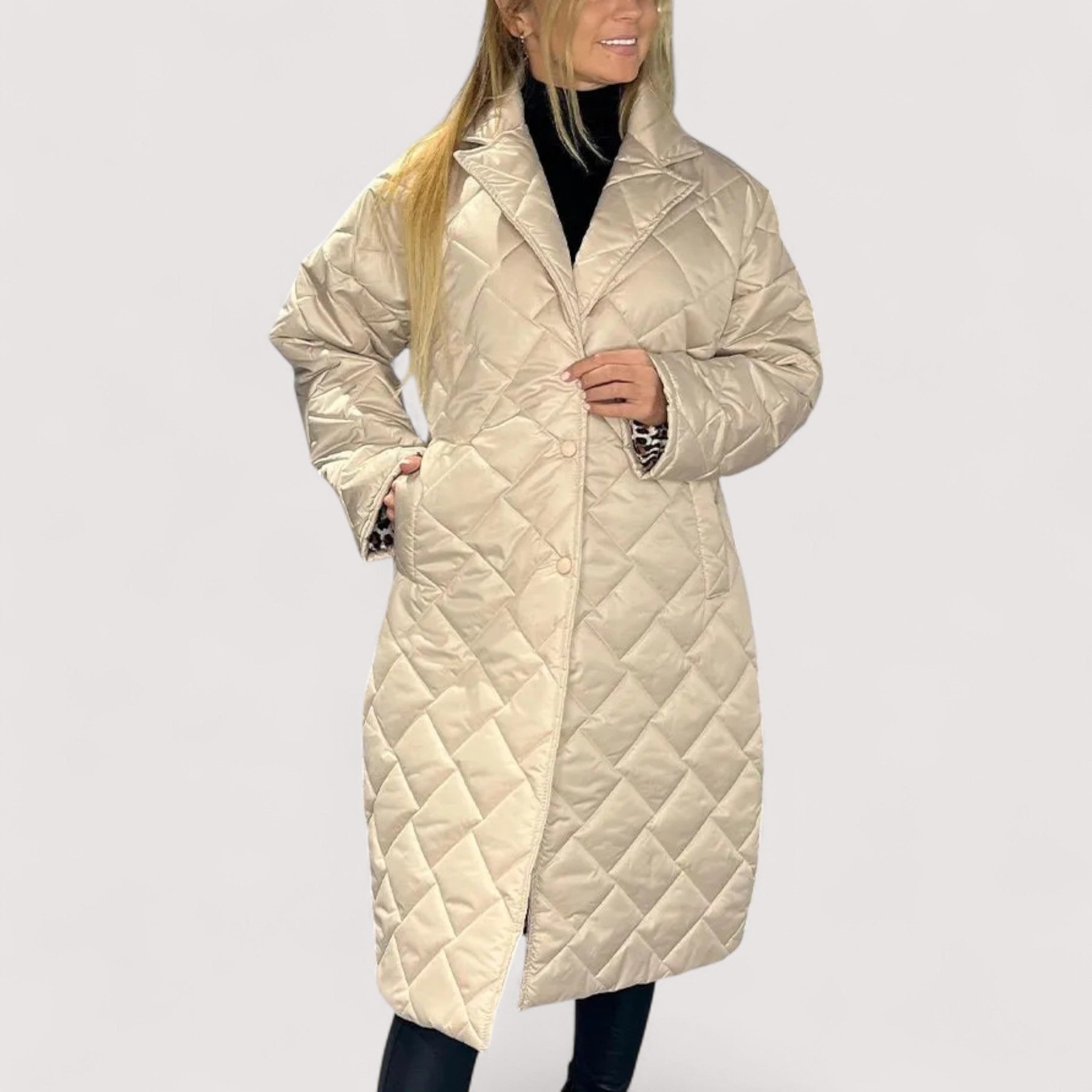 Ofira™ | Dvostrani prošiveni kaput s leopard podstavom - nadiazagreb