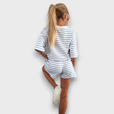Prugasti Set T-Shirt i Šortseva s Printom - nadiazagreb