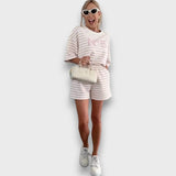 Prugasti Set T-Shirt i Šortseva s Printom - nadiazagreb