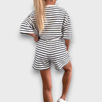 Prugasti Set T-Shirt i Šortseva s Printom - nadiazagreb